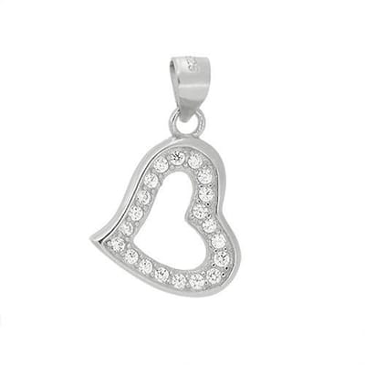 Blinx Jewels Zilveren Hanger Hartje Steentjes Zirkonia