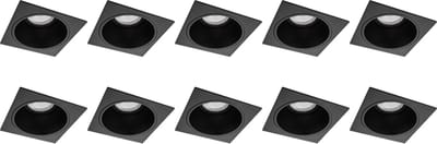 Spot Armatuur 10 Pack - Proma Minko Pro - GU10 Inbouwspot - Vierkant - Zwart - Aluminium - Verdiept - 90mm