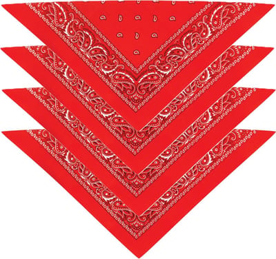 Bandana - 4x - rood - boeren zakdoek - dames/heren - driehoek - cowboy verkleedkleding