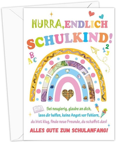 Dailygoods- Geldgeschenk Regenboog - Eerste Schooldag - Enveloppen