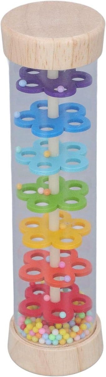 Houten Regenstok - Muzikaal Speelgoed - Zintuiglijke Ontwikkeling - Rustgevende Geluiden - 18 cm - Houtkleur