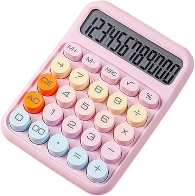 Mechanische Rekenmachine - Basis Calculator - Kantoor School Thuis - Tactiele Respons Grote Toetsen - 15x11cm - Meerdere Kleuren