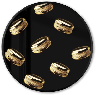 Poster in lijst Rond - Fotolijst 60x60 cm - Posters - Macarons - Patroon - Goud - Zwart - Ronde posterlijst zwart - Decoratie - Wanddecoratie woonkamer - Muurdecoratie slaapkamer