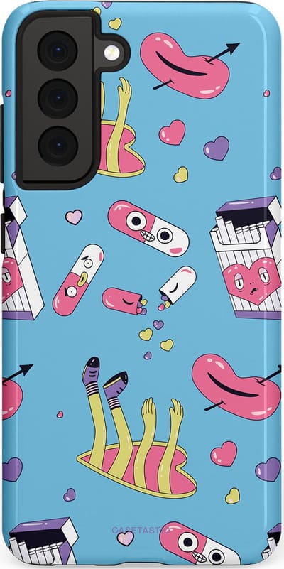Casetastic Hoesje Geschikt voor Samsung S21 FE - Stijlvolle Beschermende Duo-layer Case - Liefdespil
