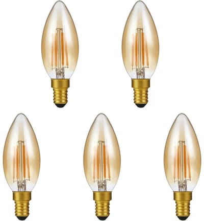 SPL E14 LED Lamp 4W Dimbaar - CRI 93 - Goud - Extra Warm Wit - 2200K - LED Filament Kaars C35 - Vervangt 25W - 5 Stuks