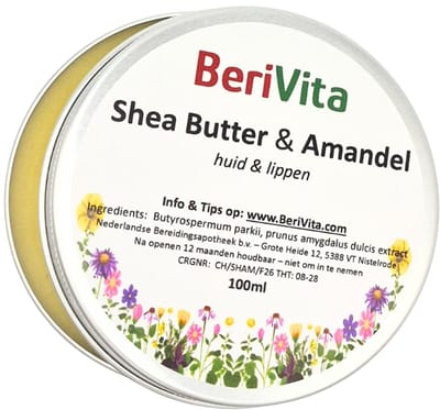 Shea Butter met Amandelaroma 100ml Blik - Puur, Onbewerkt en Ongeraffineerd - Huid en Haar
