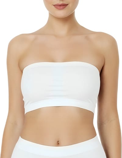 Strapless BH zonder bandjes - Maat S - Wit - Met uitneembare bh vulling - Bandeau BH - BH zonder beugel -Extra comfortabele Sport BH - Zwangerschaps bh - Beugelloze bh - met push up - Magic bra - met pads