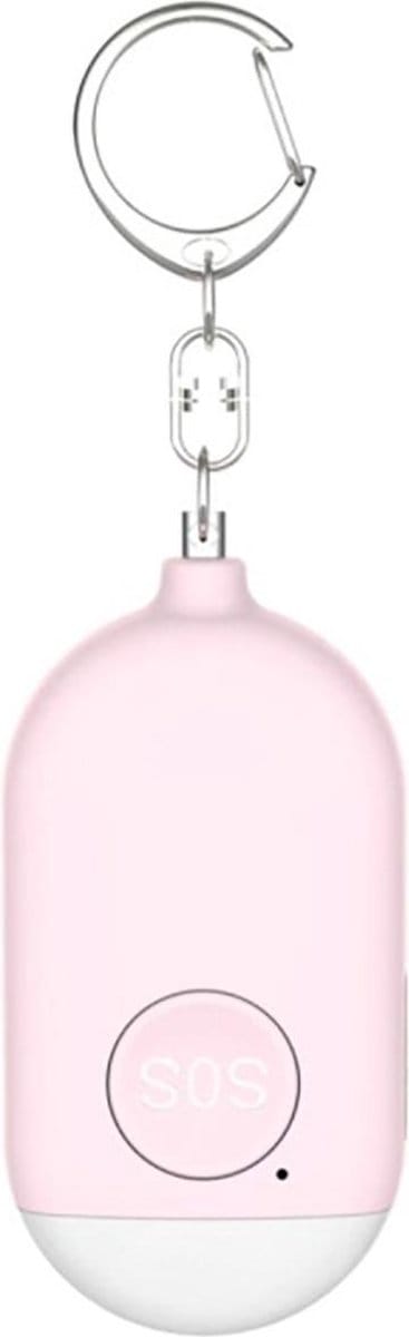 Oplaadbaar persoonlijk alarm - 130 DB - zelfverdediging - LED lamp - LED noodsignaal - Sleutelhanger - Roze