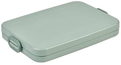 Famanu - Lunchbox flat met laag profiel voor tas of rugzak, compact ontwerp, sage