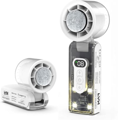 Ventilator - Handventilator met waterkoeling - Opvouwbare mini ventilator met waterkoeling - 100-traps turboventilator, LED-verlichting, 3600 mAh-accu, oplaadbare handventilator voor op reis, op kantoor en thuis (wit)