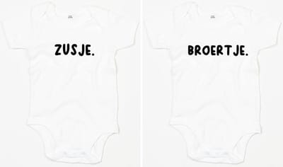 Rompertjes - Zusje & Broertje-Wit-0-3 Maanden