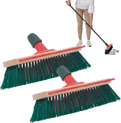 Novaliv tuinbezem Elaston 40 cm set van 2 bezemkoppen met schraper Elaston borstelharen bezems buitenstraatbezem harde borstelharen terrasbezem tuinbezem stalbezem veegbezem industriële bezem buitenbezem