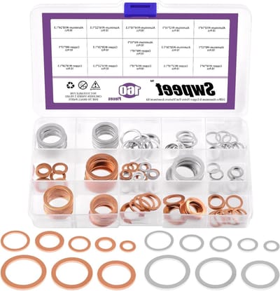150-delige assortimentskit met afdichtringen, platte ringen en rubberen pads voor M10, M12, M14, M16, M18 olieafvoerpluggen en trillingsdemping