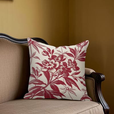 Crème rood bloem vierkant Jacquard Kussenhoes voor Bank Kantoor Taillekussenhoes Huis Decoratieve Kussensloop 40x40cm brown