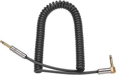 Instrumentenkabel - Gitaarkabel - Muziek Maken - Gekrulde Flexibele Kabel - Max 3 Meter - Zwart