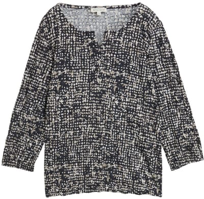 Tom Tailor - Crinkle blouse met patroon - Maat XL - navy abstract dot design