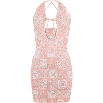 Off White Mini-jurk met bandana-print voor dames (Roze/Wit)