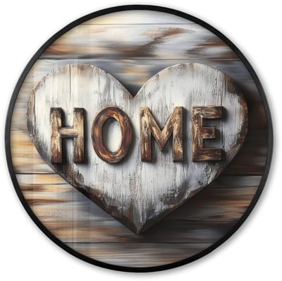 Poster in lijst Rond - Fotolijst 60x60 cm - Posters - Home - Hart - Houtlook - Liefde - Ronde posterlijst zwart - Decoratie - Wanddecoratie woonkamer - Muurdecoratie slaapkamer
