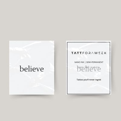 Tijdelijke tattoo believe | Neptattoo volwassenen | Tijdelijke tattoo voor volwassenen | Temporary tattoo | Plaktattoos voor volwassenen | Neptattoos | Probeer zorgeloos een tattoo | tattforaweek