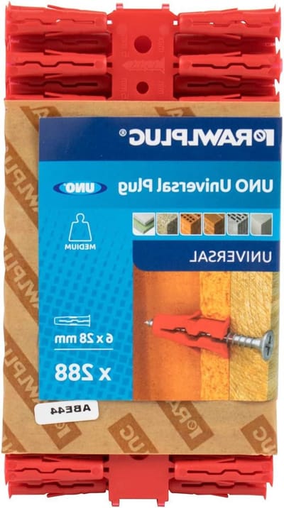 Universele Muurplug - Allround Pluggen - Diverse Bevestigingen - Antirotatie Functie - 6 mm - Rood