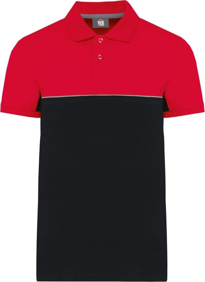WK. Designed To Work Ecologische uniseks polo met korte mouwen in twee kleuren WK210 - BLACK / RED - 3XL
