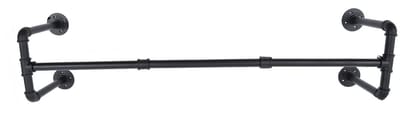 Stervia Kledingrek - Kledinghanger - Kledingrek Metaal - Kledingstang - Industrieel - 30KG Draagvermogen - Zwart - 117.8 x 24 x 24.9 cm