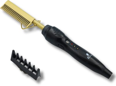 BenjaBeauty Hot comb - Multistyler - Elektrische haarborstel - Krultang - Stijltang - Haarkam - Stijlborstels - Zwart/Goud