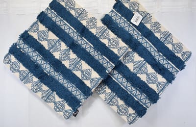 Unique - sierkussenhoes - 2 stuks - kussenhoesje - petrol - blauw - ecru - 45 x 45 cm - katoen - met rits