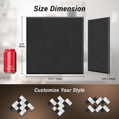 Akoestische Panelen Zelfklevend - 18 Pak - 30×30×0,9 cm - Geluidsisolatie - Hoge Dichtheid - Veilig Polyestervezel - Geluidsisolatiepanelen