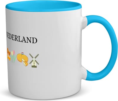 Akyol - nederland koffiemok - theemok - blauw - Amsterdam - toeristen nederlanders - rood wit blauw - holland - cadeau - kado - 350 ML inhoud