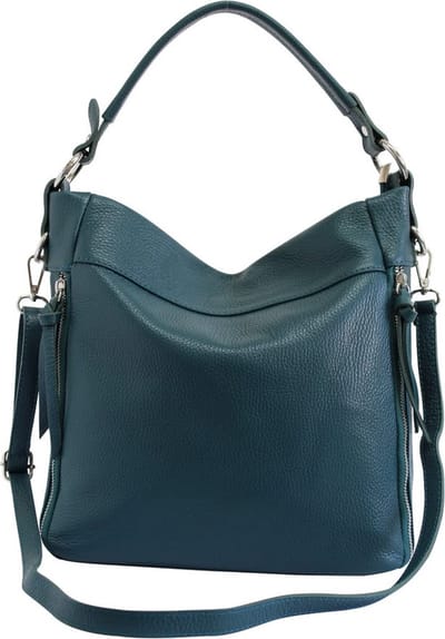 AmbraModa GLX3 - dames handtas schoudertas hobo bag van echt leer Petrol