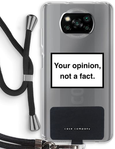 Case Company® - Hoesje met koord geschikt voor Poco X3 Pro hoesje met Koord - Your opinion - Telefoonhoesje met Zwart Koord - Bescherming aan alle Kanten en Over de Schermrand