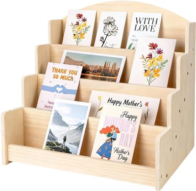 SNJY® Kinderboekenkast - Boekenkast Kind - Boekenrek Kind - Boekenrek Kinderkamer - 4 Vakken - 26D x 30,5B x 33,5H cm - Lichtbruin