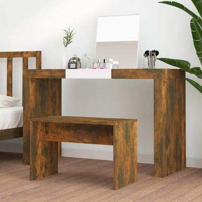 vidaXL - Kaptafelkruk - 70x35x45 - cm - bewerkt - hout - gerookt - eikenkleurig