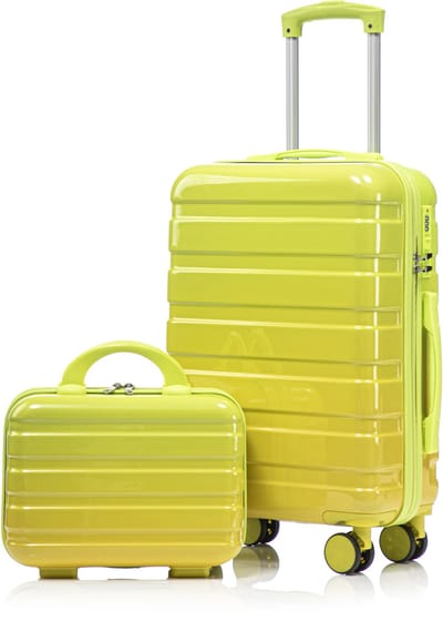 ROLIPO Kofferset 2-delig 14/20 inch - PC harde schaal - Spinner wielen & cijferslot - 14 inch beautycase groen