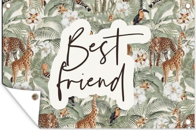 Muurdecoratie Best friend - BFF - Quotes - Vriendschap - Spreuken - 180x120 cm - Tuinposter - Tuindoek