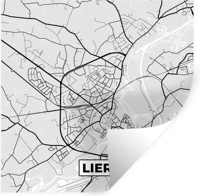 Muurstickers - Sticker Folie - België – Lier – Stadskaart – Kaart – Zwart Wit – Plattegrond - 100x100 cm - Plakfolie - Muurstickers Kinderkamer - Zelfklevend Behang XXL - Zelfklevend behangpapier - Stickerfolie