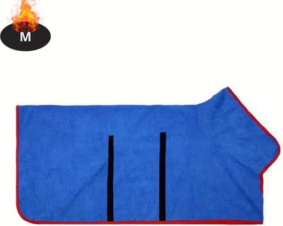 Livano Hondenbadjas - Hondenhanddoek - Voor Honden - Hondenkleding - Hondentrui - Hoodie - Sneldrogend - Blauw - M