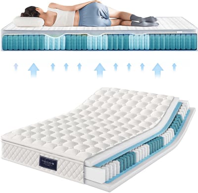 Matras - Pocketveringmatras - 160x200cm - 7-zone & 25cm dik - Koudgeschuimd Schuim & H3 Gemiddelde Hardheid