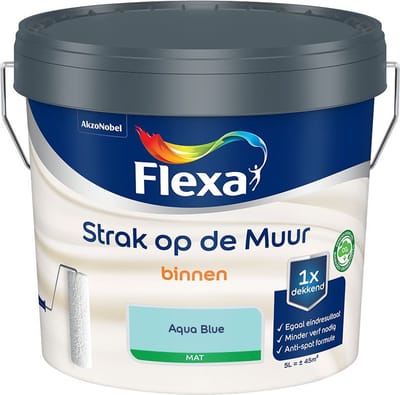 Flexa - Strak Op De Muur Binnen Mat - Aqua Blue - Mengverf - 5 L