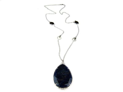 Ketting Model Raindrop zilveren ketting collier halssnoer met hanger blauwe steen