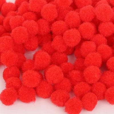 100 Stuks Pompons Kleine Ballen Knutseldecoraties DIY Accessoires voor Kleuterschool - Rood, Creatief, Versieringen