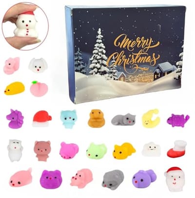 Adventskalender met squishy speelgoed voor kinderen - 24-delige aftelkalender voor Kerstmis