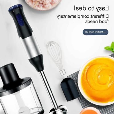 4-in-1 hand blender - Staafmixer set - Smoothies maken - 20 snelheden turbo - 1000 W - Zwart