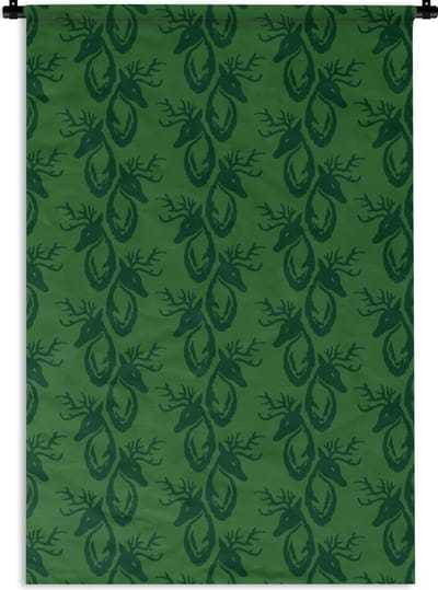 Wandkleed - Wanddoek - Patronen - Groen - Hert - 120x180 cm - Wandtapijt