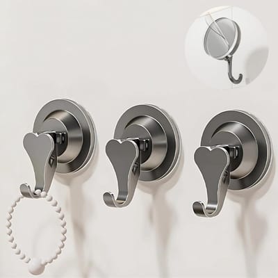 Hartvormige Zuignap Haken voor de Douche - Ideaal voor Tegels, Glas en Spiegels - Set van 3 Stuks