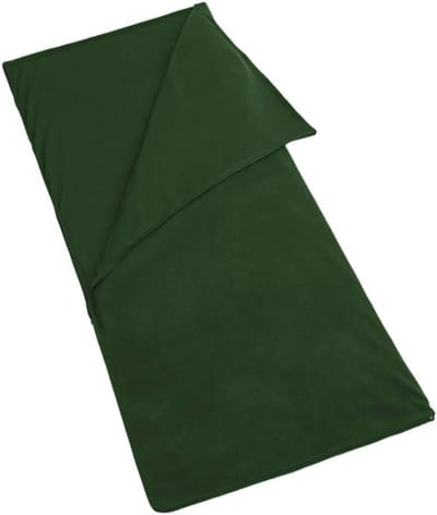 Fleece Slaapzak - Reis Laken - Kamperen en Reizen - Dubbele Rits - 1 Persoon - Groen