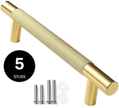MSQDESIGN - Handgrepen Goud - Handgreep Goud 128mm - 5 stuks - Handgrepen kast - Meubelgrepen - Keukengreep Goud - Kastgrepen - Handgrepen keukenkastjes - Meubelgreep - Handgrepen voor deurtjes - handgreep keuken - Deurgreep - ladegreep