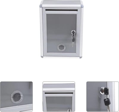 Hangende Brievenbus - Donatiebox Muur - Ideeën Verzamelen - Stevig Metaal - 22x11x29cm - Zilver