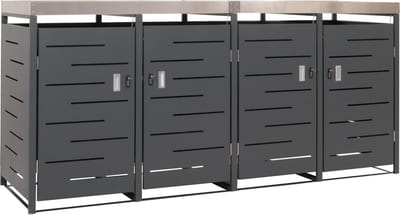 Containerberging voor 4 containers MCW-H40, afvalbak, roestvrij staal-metaal combinatie 92kg 125x264x84cm uitbreidbaar